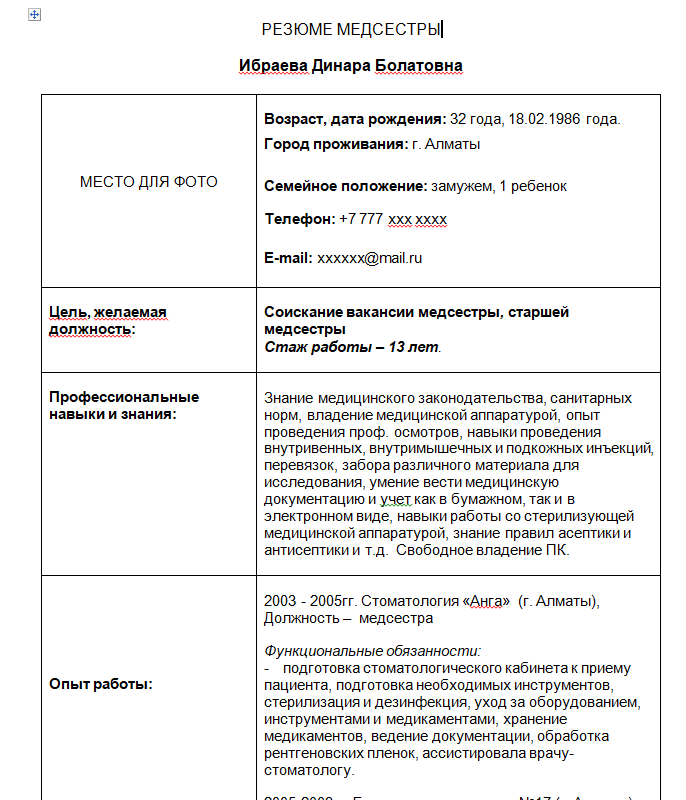 Резюме госслужащего для устройства на работу образец